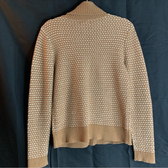 J. Crew Turtleneck Textured Tan and White Long Sleeve Sweater, size S - Picture 8 of 9